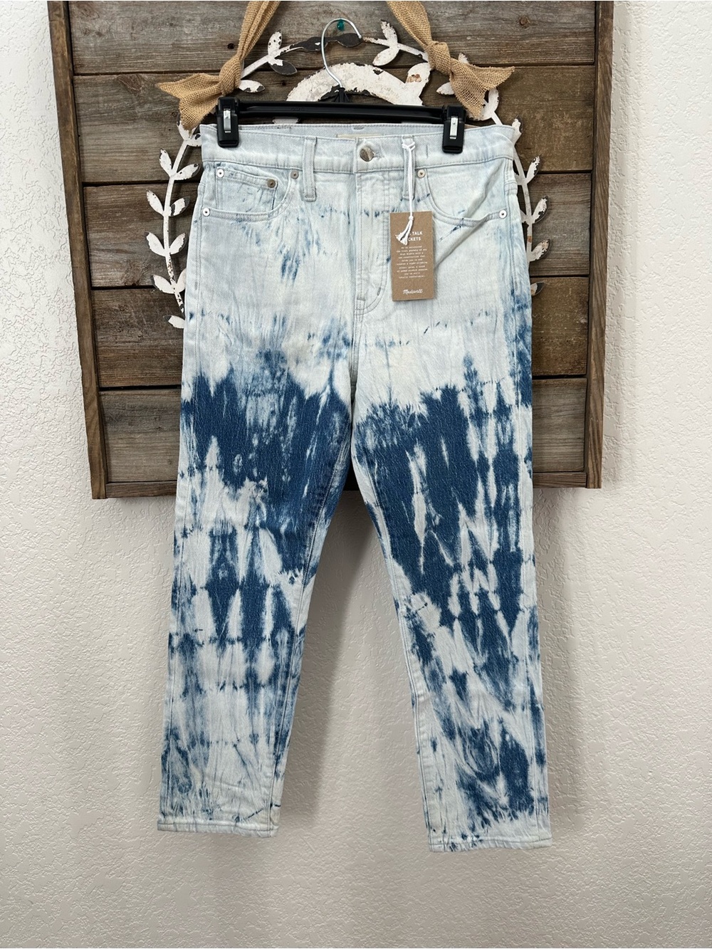 Madewell The Perfect Vintage Crop Tie-Dye Blue and White Women’s Jeans 27 NWT